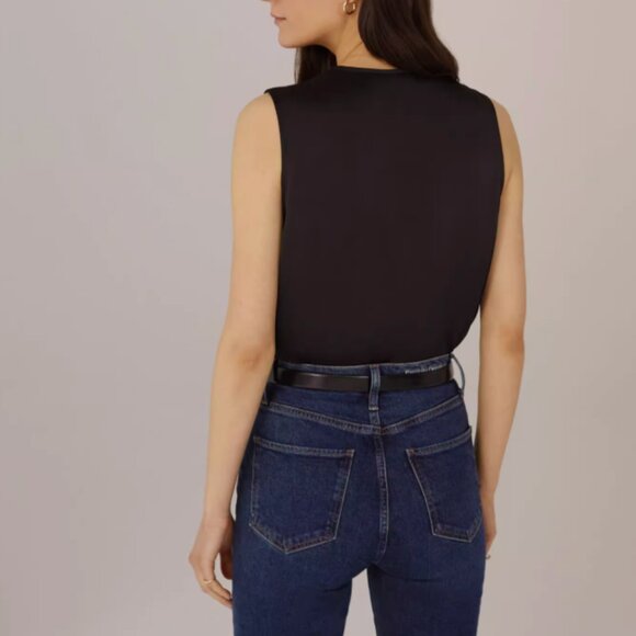 Favorite Daughter The Date Sleeveless Wrap Bodysuit XS/S/M Black Classic - Picture 2 of 6